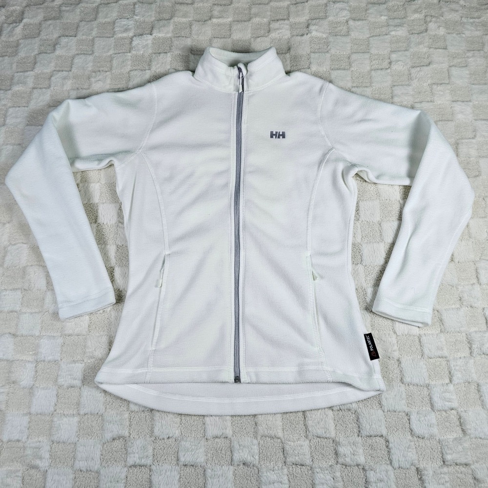 Helly Hansen Womens Polartec Fleece Jacket White Full Zip Mock Neck Size Large